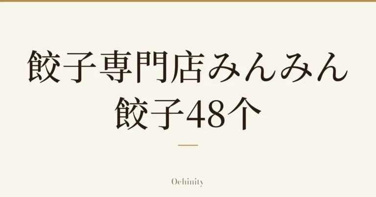 仅以大字居中显示标题「餃子専門店みんみん 餃子48个」的文章封面图（无照片）