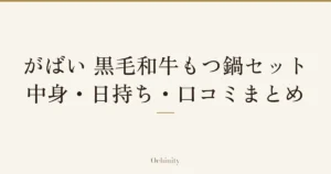 「がばい 黒毛和牛もつ鍋セット｜中身・日持ち・口コミまとめ」の文字だけを中央に大きく置いた記事アイキャッチ（写真なし）