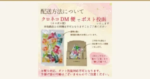 Featured image for the 榮太樓飴 果汁飴 12-Kind, 24-Piece Trial Set (榮太樓總本鋪). A product-page photo showing a clear bag full of colorful individually wrapped candies on the left and the same bag inside a small cardboard box on the right. Text the shop put in the image: “配送方法について” (About delivery), “クロネコDM便（ネコポス便）でポスト投函いたします” (delivered by Kuroneko DM-bin / Nekopos, dropped in the mailbox), “他商品との同梱は不可となりますことご了承ください” (cannot be bundled with other items), “透明な袋に個包装の飴が24粒入っています。” (24 individually wrapped candies in a clear bag), “ご不在でも安心！DM便でポスト投函いたします。” (mailbox drop, so absence is fine), “1回のご注文で、最大「2袋」まで購入可能です。” (up to 2 bags per order), “熨斗対応、ギフト包装対応不可となります。手提げ袋の付属はございませんのでご注意ください。” (no noshi or gift wrapping, no carrier bag)