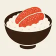 白いご飯に明太子をのせた茶碗のイラスト