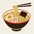 箸で麺を持ち上げたラーメンのイラスト